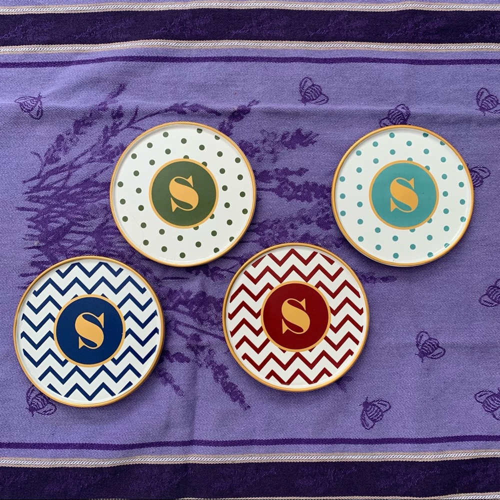 Set of four monogrammed, ceramic coasters. BRAND NEW! Perfect #preppy details!